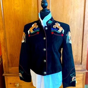 Scully Retro Embroidered Leather Jacket